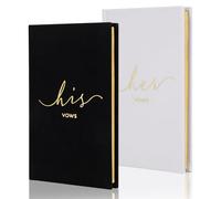 Livres de vœux de mariage avec lettrage en feuille d'or, couverture rigide pour elle et lui, toile en lin gaufré livres de cérémonie de mariage - Un bel ajout pour le jour du mariage, 56 pages, 15 x