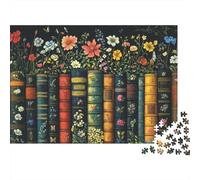 Livres Décorés de Fleurs Puzzle 1000 Pièces Puzzle en Papier pour Adultes 38x26cm/1000pcs