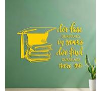 Livres Enfants École Éducation Citation Salle de lecture Bibliothèque Librairie Motivation Décorations murales en vinyle Peinture murale artistique 35x50.6cm Jaune