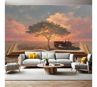 Livres Et Petits Arbres Papier Peint 300x210 cm Paysage pastoral Panoramique 3D Poster Geant Mural Photo Muraux Pour Salon Chambre à Coucher Maison Décoration Intérieure Moderne