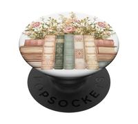 Livres Floraux Vintage Amateur de Livres Mignon Lecteur bibliothèque Fille PopSockets PopGrip Adhésif