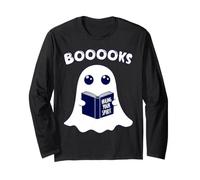 Livres Ghost Reading Cute Halloween Book Lover Manche Longue