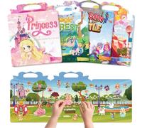 Livres Gommettes Enfants,Set 4(Princesse,Château,Aire Jeux,Forêt Enchantée)