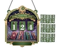 Livres Lus Cette Année - 15 × 12 Cm Support De Table En Bois Avec 30 Plaques Numérotées, Compteur De Lecture Pour Maison, Bibliothèque, Bureau, Chambre Ou Coin Lecture