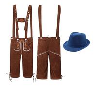 Livres médiévaux ethniques masculins traditionnels pour la fête de la bière Tenues Salopette et chapeau Costume de Raiponce deux pièces pour femmes Cosplay, bleu, XL