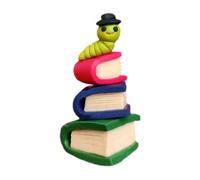 Livres miniatures en résine - de bibliothèque avec un chapeau haut de forme miniature - Adorable statue en résine | Pour salles d'étude, jardins, bibliothèque pour