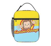 Livres pour enfants Curious George personnalisés, boîte à lunch portable, refroidisseur Brown Monkey étanche, sac à lunch isolé pour la nourriture thermique, école