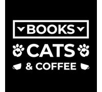 livres sur les chats et café Stickers muraux 57.6x88.8cm Culture du tatouage Blanc