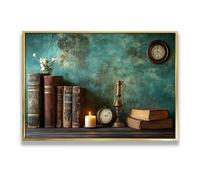 livres vintage horloge toile art mural bougie antique décor photos oeuvres d’art impressions pour salon bureau bibliothèque affiches esthétiques peinture 60x92cm avec cadre doré