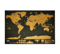 Carte du monde à gratter noire/dorée