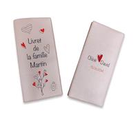 Livret de Famille personnalisé, idée cadeau personnalisable, cadeau mariage original, Protège Livret de Famille motif Coeur - SP0111a (Nacré Rose)