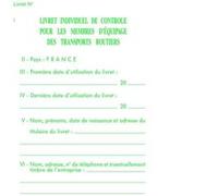 Livret Exacompta individuel de contrôle pour transporteurs G