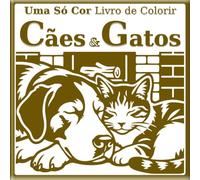 Livro de Colorir com Uma Só Cor - Cães & Gatos: Guias de pontos para colorir & exemplo final em cinzento | Cães, gatos, cachorros e gatinhos para todas as idades