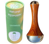 Livronic® Face Acupoint Kansa Wand Massager (Bronze Size: 4.5 Cm) With Teak Wood Handle For Detoxification And Deep Relaxation 2 in 1 (Large) (NATURAL)