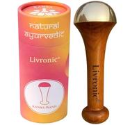 Livronic Kansa Wand Massager for Face, Body and Feet with Teak Wood Handle, Small Kansa Wand with Bronze for Deep Relaxation, 4.5cm
