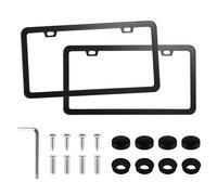 LivTee, Lot de 2 cache-plaques d'immatriculation en aluminium noir avec boulons noirs pour véhicules américains