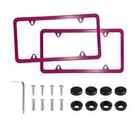 LivTee Lot de 2 Cadres de Plaque d'immatriculation à 4 Trous en Acier Inoxydable - Accessoires extérieurs de Voiture - Design Fin avec Bouchons de rondelle de boulons - pour véhicules américains -