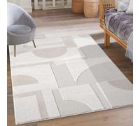 LIVUM Tapis Salon Japan Géométrique en Relief - Tapis Décoratif Design Unique pour Salon, Chambre et Bureau - Style Moderne et Élégant (Crème - 160x230cm)