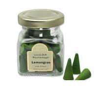 LivuX 1085 Lot de 35 cônes d'encens de luxe à la citronnelle dans un bocal en verre Parfum frais et citronné pour l'énergie, le rafraîchissement et une atmosphère vivifiante
