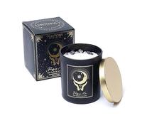 LivuX 1266 - Bougie de manifestation - Motif lune purifiante - Verre avec couvercle et pierres précieuses - 9 x 7 cm - Moulée à la main en cire de soja et de palmier - Parfum Palo Santo et lavande