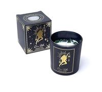 LivuX 1268 Bougie de manifestation déesse divine - 20 heures - Verre avec pierres précieuses - 8 x 7 cm - Moulée à la main en cire de soja et de palmier - Parfum jasmin et bois d'aigle - 120 g