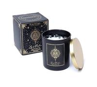 LivuX Bougie de manifestation œil de la Providence - 50 heures - Verre avec couvercle et pierres précieuses - 9 x 7 cm - Moulée à la main en cire de soja et de palmier - Parfum sauge et thé blanc