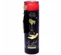 LivuX Bougie de manifestation magique d'amour 80 heures - Verre avec pompon - 20 x 5,5 cm - Moulée à la main en cire de soja et de palmier - Huiles essentielles - Arôme de rose - Bougie parfumée