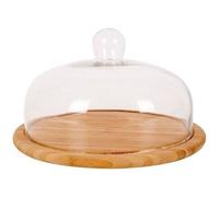 LIVWISE POINT VIRGUL Plateau bambou fromage cloche verre FSC - 30 x 30 cm