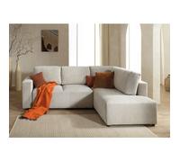 Livy - canapé d'angle convertible - avec coffre - en velours côtelé - 5 places - droit - Beige