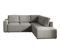 Livy - canapé d'angle convertible - avec coffre - en velours côtelé - 5 places - droit - Gris clair Gris clair