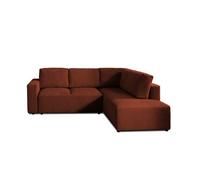 Livy - canapé d'angle convertible - avec coffre - en velours côtelé - 5 places - droit - Terracotta Terracotta