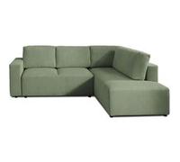 Livy - canapé d'angle convertible - avec coffre - en velours côtelé - 5 places - droit - Vert Vert