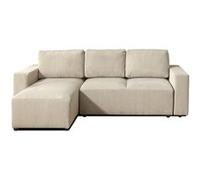 Livy - canapé d'angle convertible - avec coffre - en velours côtelé - 4 places - gauche - Beige