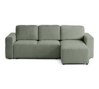Livy - canapé d'angle réversible 4 places convertible avec coffre en fausse fourrure - Vert Vert