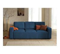 Livy - canapé droit convertible - avec coffre - en velours côtelé - 3 places - Bleu Ardoise