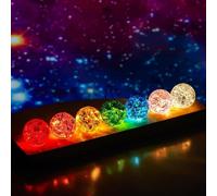 Liwankaqi Boules de Cristal Chakra 7 Couleursn,Boule de Cristal 3D avec Base en Bois LED,Sphères de Guérison Chakra Naturelles pour Un pour Une Amie ou Une Maman,de 40mm