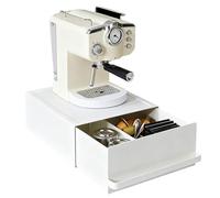 Liwankaqi Porte-capsules de café, 27,5 x 22,2 x 11,5 cm, avec tiroir, fabriqué en acier au carbone, capacité de charge de 11 kg, organisateur de café pour machine à café, mixeur, bouilloire, blanc