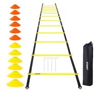 LIWEARE Accessoires d'entraînement de football, Agility Training avec échelle d'entraînement de 6 m et 12 cônes 4 pieux, kit d'entraînement de football, accessoires d'entraînement de football