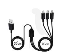 LIWEARE Câble répartiteur micro USB 3 en 1 - Câble de charge - Câble USB vers Micro USB - Câble USB 2.0 type A mâle vers 3 micro USB mâle (3,3 m, noir) (câble 3 en 1)