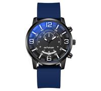 LIWEARE Montre-bracelet analogique à quartz pour enfants, montre pour garçon, bracelet souple, temps d'apprentissage, montre de sport d'extérieur, bleu, lanière