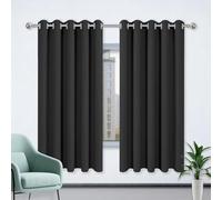 LIWEIREN Rideaux Occultant 200 x 180 cm Isolant Thermique Anti Froid Anti Froid à Oeillets Rideaux Doux et Esthétiques, Décoration Maison pour Chambre, Salon, Bureau, Noir