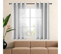 LIWEIREN Rideaux Voilages 240 x 240 cm Plusieurs Tailles Rideaux à Oeillet Voilages Doux et Esthétiques pour Fenetre Chambre Adulte Salon Moderne, Gris Clair