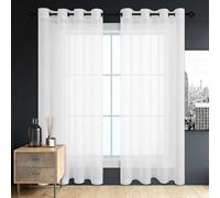 LIWEIREN Rideaux Voilages Oeillet 340 x 210 cm Transparent Lumineux Filtrer Rideaux Translucide avec Oeillets Doux et Esthétiques Rideau de Fenêtre pour Fenetre Chambre Adulte, Blanc