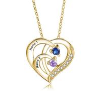 LIWI-Collier Personnalisé 2-4 prénom Femme Or Rose Argent 925, Collier Cœur avec Naissance Cadeau Anniversaire pour Femmes et [153]