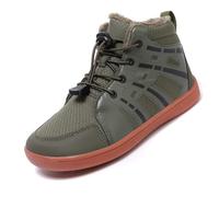 LIWLLIUA Bottines de Neige Enfant Doublure Chaude Chaussure Barefoot Hiver Antidérapante Léger Bottes de Randonnée EU 26-38,N18 Army Green,36 EU