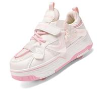 LIWLLIUA Chaussures à roulettes 2-en-1 pour Enfants, Baskets de Skate avec 4 Roues Amovibles, Patins de Patinage Débutant pour Filles et Garçons, Tennis de Mode avec Roues Détachables,9959 Pink,40 EU