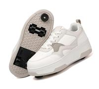 LIWLLIUA Chaussures à roulettes 2 en 1 pour Enfants - Baskets rétractables avec 4/6 Roues, pour garçons et Filles, Usage intérieur et extérieur,8855 Khaki,38 EU