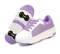 LIWLLIUA Chaussures à roulettes 2 en 1 pour Enfants - Baskets rétractables avec 4/6 Roues, pour garçons et Filles, Usage intérieur et extérieur,7188 Purple,34 EU