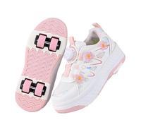LIWLLIUA Chaussures à roulettes 2 en 1 pour Enfants - Baskets rétractables avec 4 Roues, Patins réglables pour garçons et Filles, Usage intérieur & extérieur,9933 Pink,38 EU