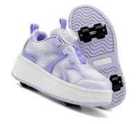 LIWLLIUA Chaussures à roulettes 2-en-1 pour Enfants - Baskets rétractables avec 4 Roues pour Filles et garçons EU 32-38,206 Purple,33 EU
